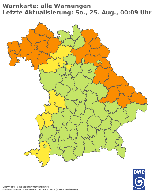 Aktuelle Wetterwarnungen für  Haßberge