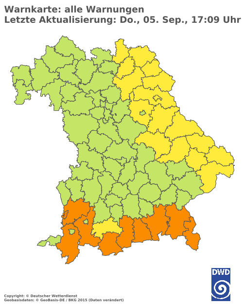 Aktuelle Wetterwarnungen für  Haßberge