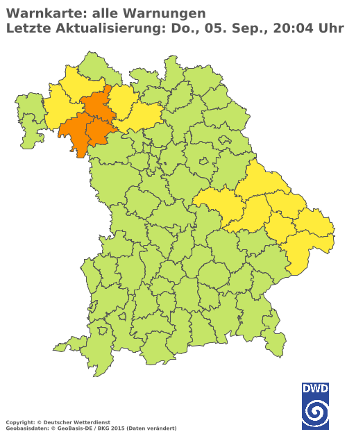 Aktuelle Wetterwarnungen für  Haßberge