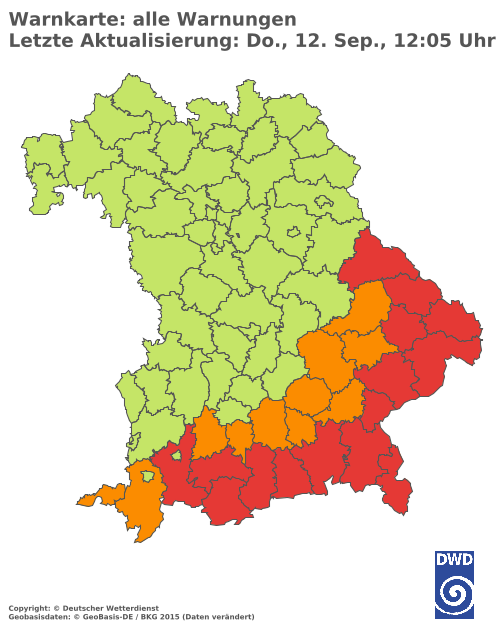 Aktuelle Wetterwarnungen für  Haßberge