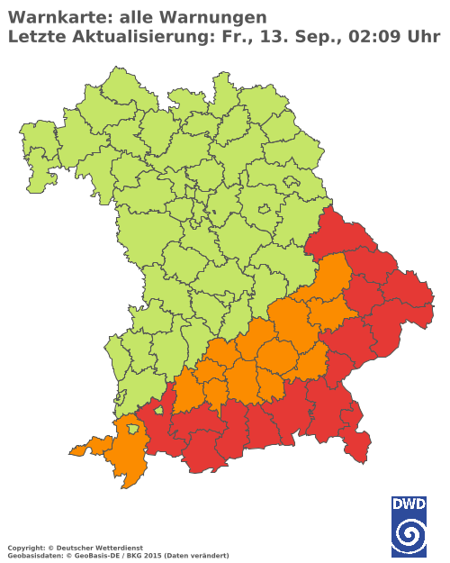 Aktuelle Wetterwarnungen für  Haßberge