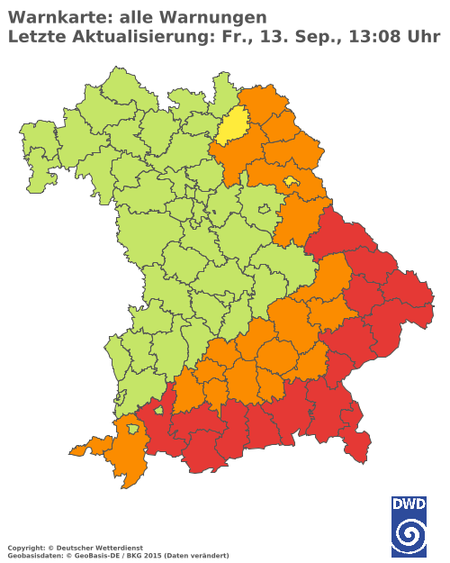 Aktuelle Wetterwarnungen für  Haßberge