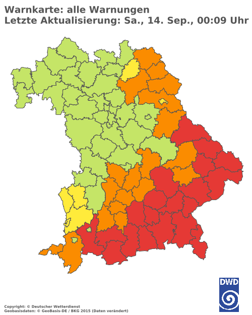 Aktuelle Wetterwarnungen für  Haßberge