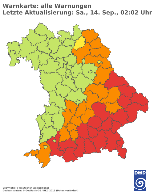 Aktuelle Wetterwarnungen für  Haßberge