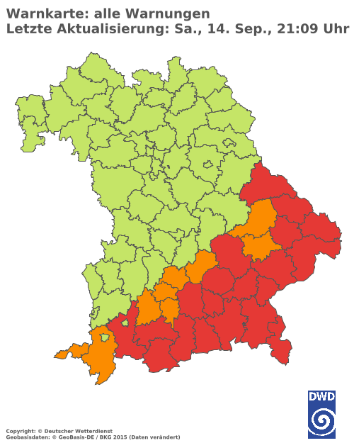 Aktuelle Wetterwarnungen für  Haßberge