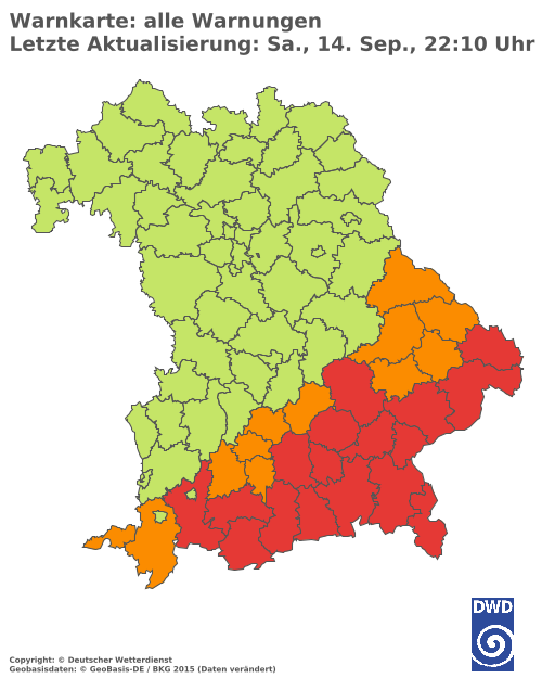 Aktuelle Wetterwarnungen für  Haßberge