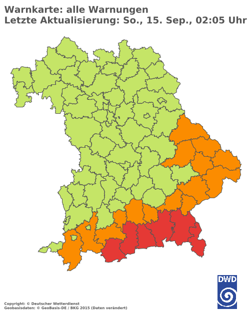 Aktuelle Wetterwarnungen für  Haßberge