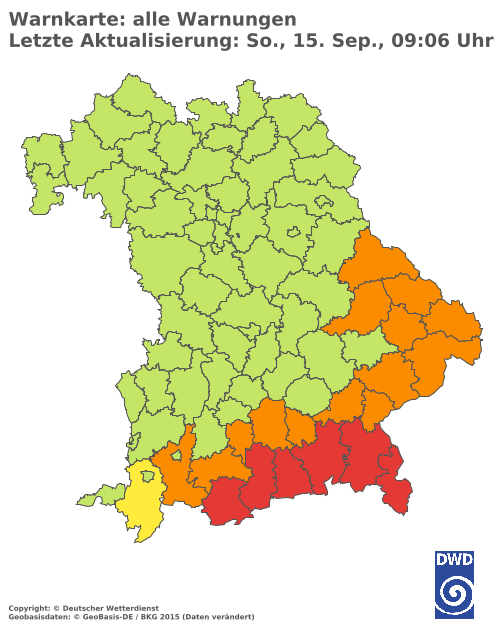 Aktuelle Wetterwarnungen für  Haßberge