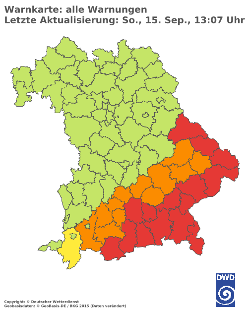 Aktuelle Wetterwarnungen für  Haßberge