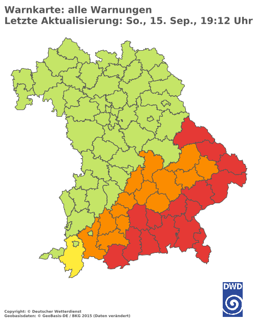 Aktuelle Wetterwarnungen für  Haßberge