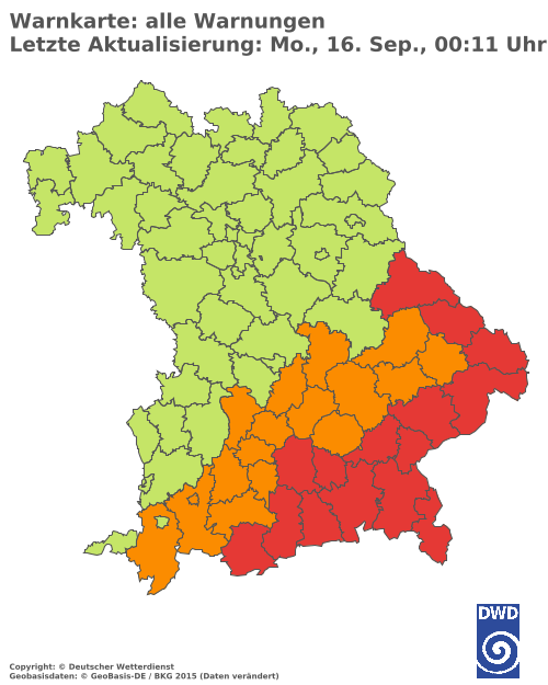 Aktuelle Wetterwarnungen für  Haßberge