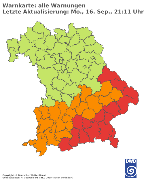 Aktuelle Wetterwarnungen für  Haßberge