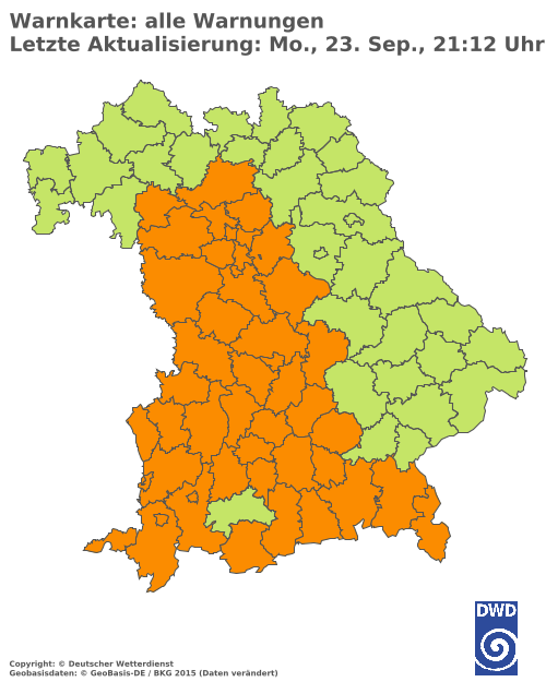 Aktuelle Wetterwarnungen für  Haßberge