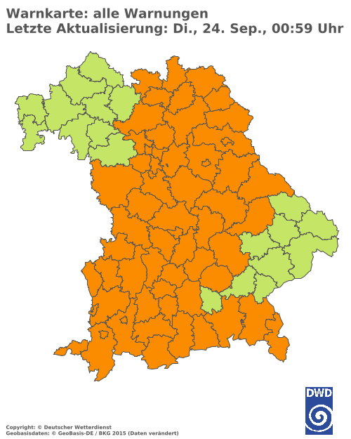 Aktuelle Wetterwarnungen für  Haßberge