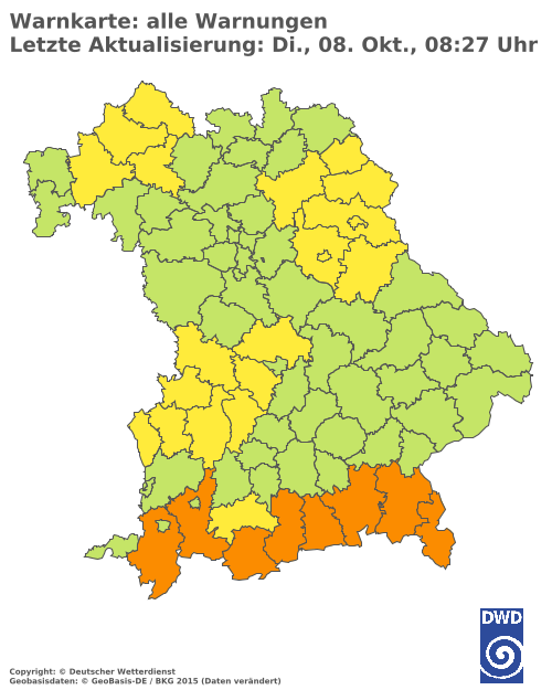 Aktuelle Wetterwarnungen für  Haßberge