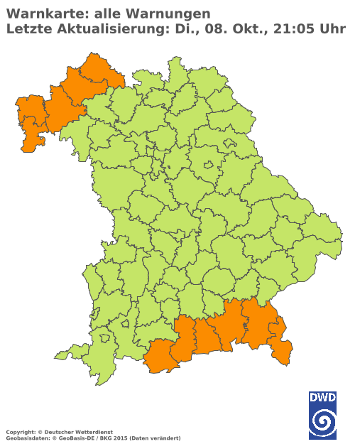 Aktuelle Wetterwarnungen für  Haßberge