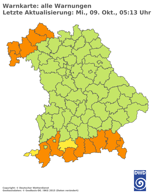 Aktuelle Wetterwarnungen für  Haßberge