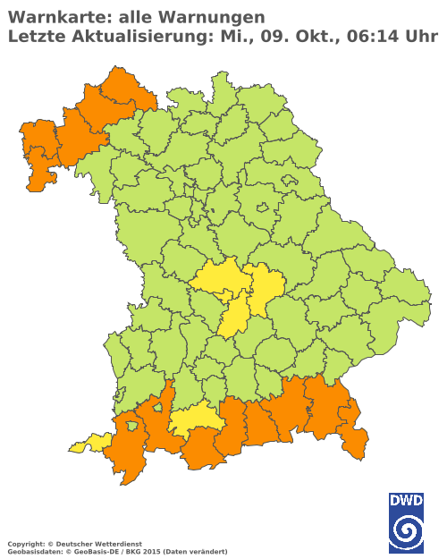 Aktuelle Wetterwarnungen für  Haßberge