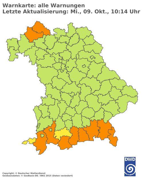 Aktuelle Wetterwarnungen für  Haßberge