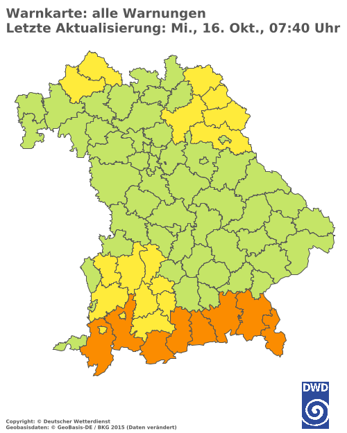 Aktuelle Wetterwarnungen für  Haßberge